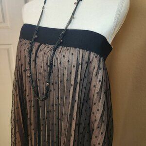 Two-toned Polka Dot Mesh Overlay Skirt 2X (Black & Cream)